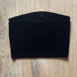 Velvet Black Strapless Crop Top